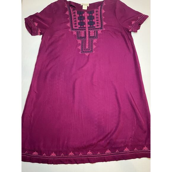 Lucky Brand Women’s Magenta Shirt Dress with Embroidered Detail Size M - Picture 2 of 8